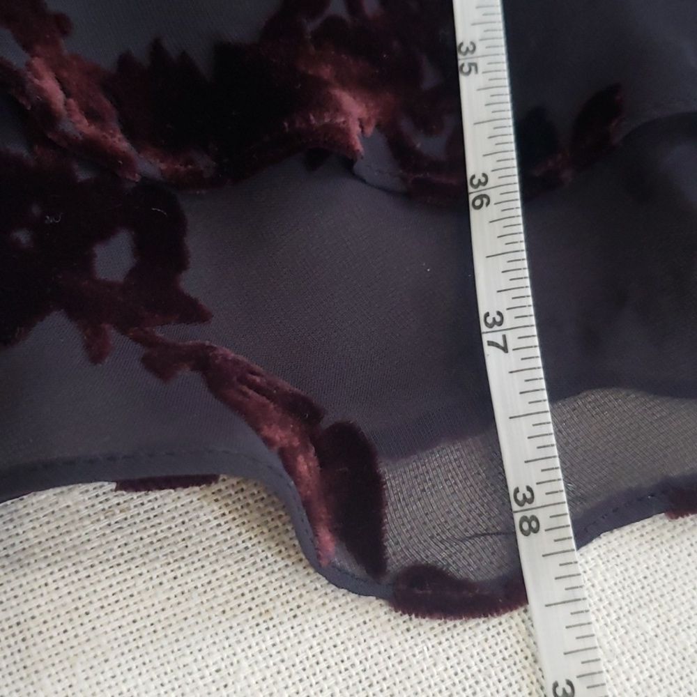 JNY Dress Womens 14 Dark Velvet Burnout Sheer Tiered Whimsigoth Grunge Hoco - Picture 7 of 10